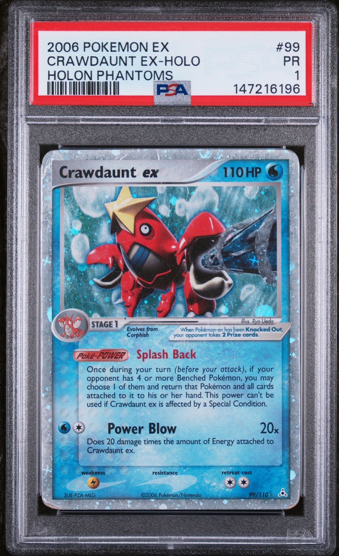 PSA 1 2006 POKEMON EX HOLON PHANTOMS 99 CRAWDAUNT EX-HOLO Graded Pokémon TCG Card