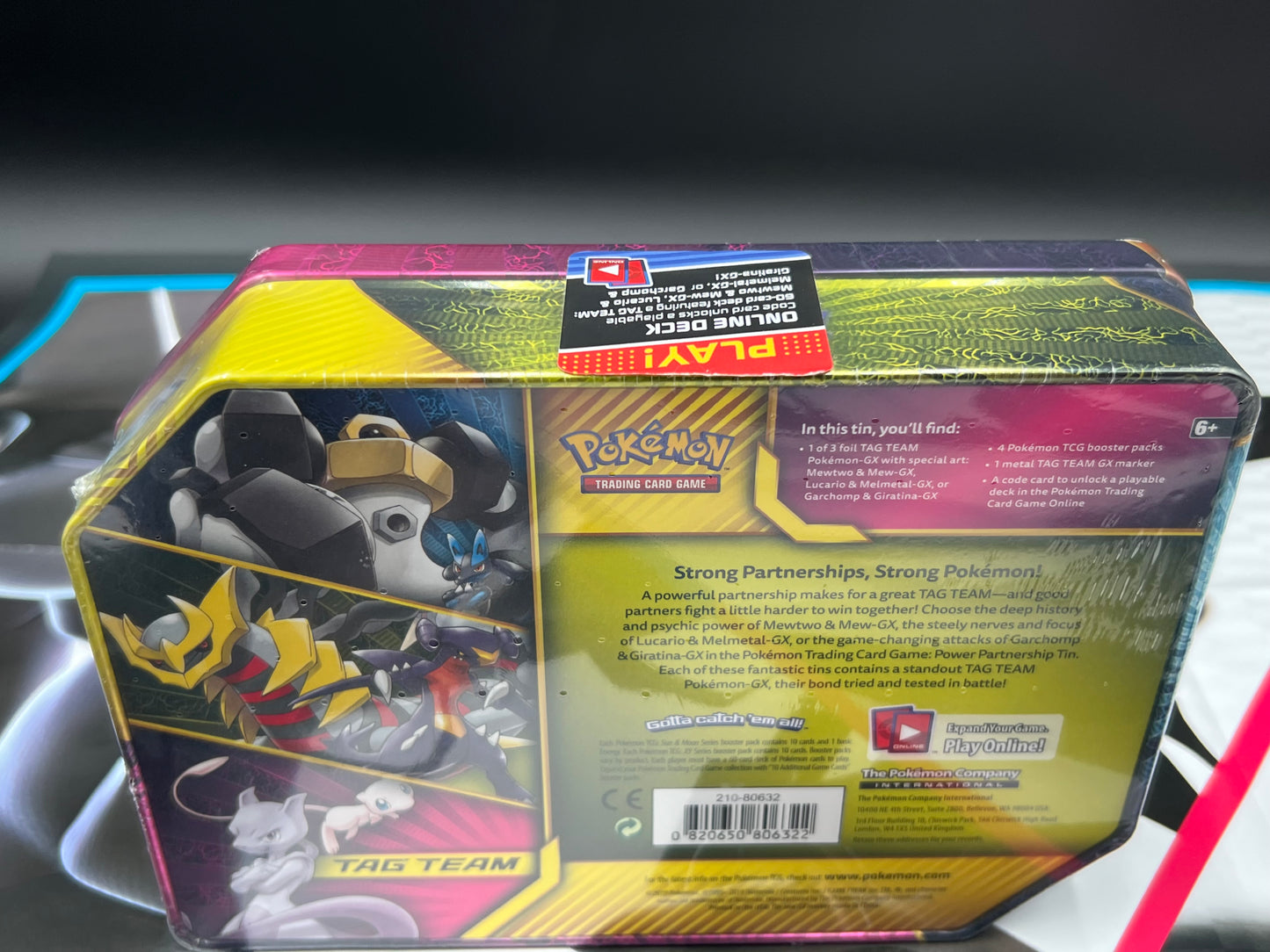Power Partnership Tin [Tag Team Mewtwo & Mew GX Promo SM 191 ] - SM - Unified Minds (SM11) Pokémon TCG New