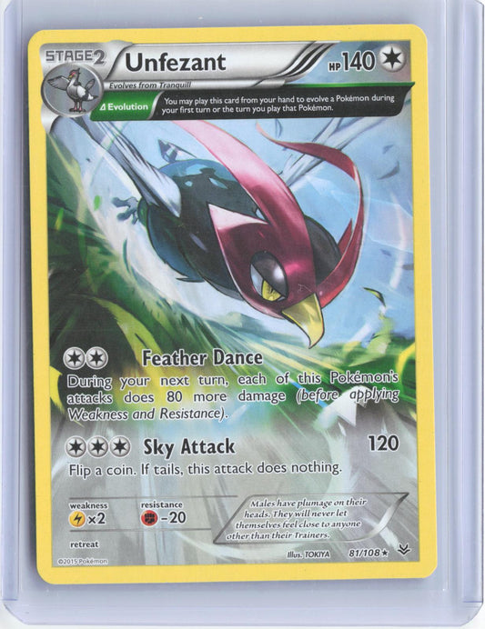Unfezant 81/108 Rare Roaring Skies Pokemon TCG Card