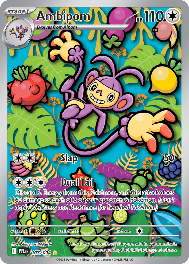 Ambipom 107/094 Illustration Rare Phantasmal Flames Pokemon Holo