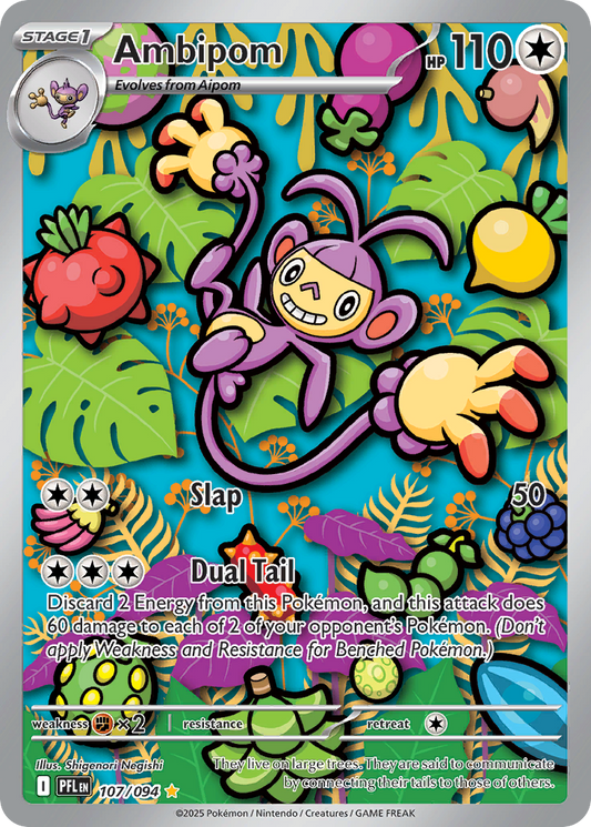 Ambipom 107/094 Illustration Rare Phantasmal Flames Pokemon Holo