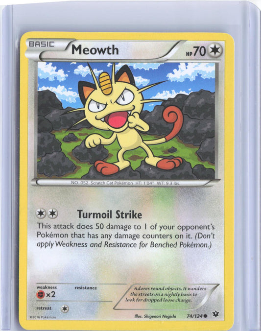 Meowth 74/124 Common Fates Collide Pokemon TCG Card