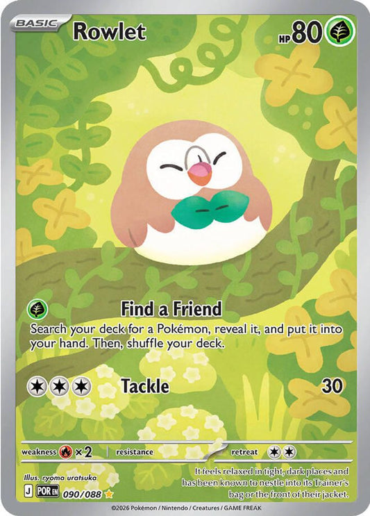 Rowlet 090/088 Holo Illustration Rare Perfect Order Pokemon
