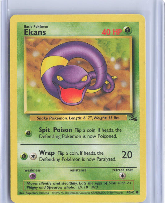 Ekans 46/62 Common Fossil Pokemon Unlimited TCG Card