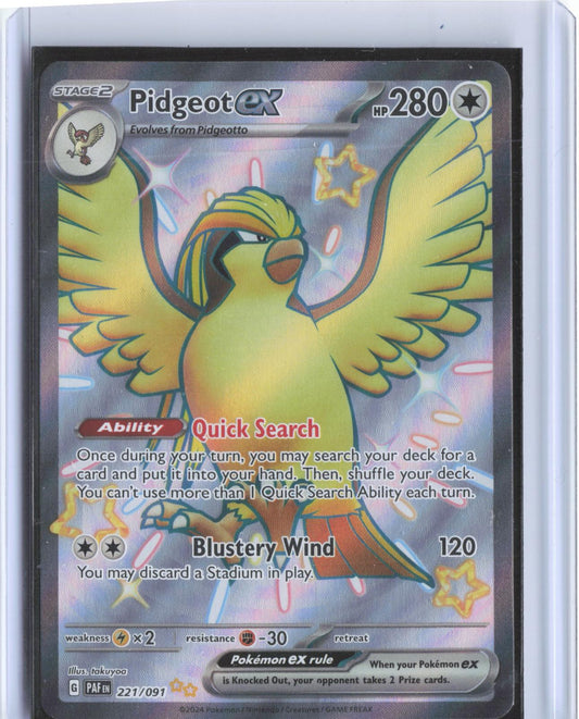 Pidgeot ex 221/091 Shiny Ultra Rare Paldean Fates Pokemon Holo