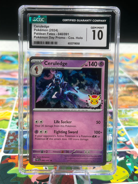 CGC 10 Ceruledge 040/091 Cosmos Holo Pokémon Day Promo 2024 Card TCG Pokémon Card Graded Pokémon TCG
