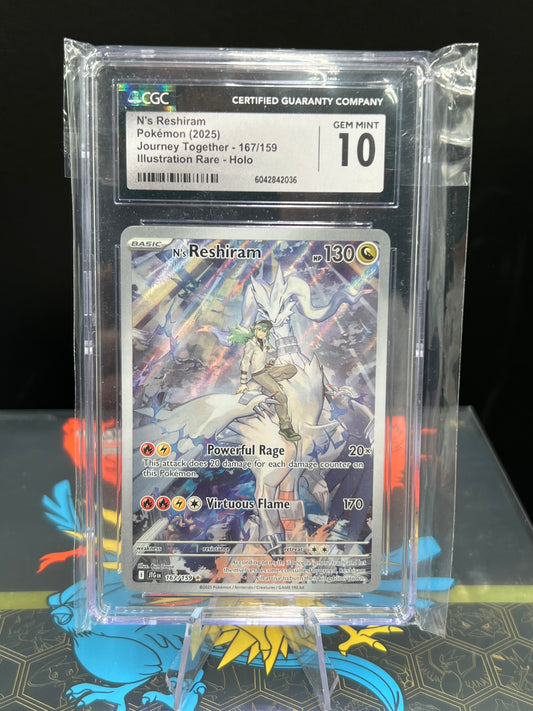 CGC 10 N's Reshiram - 167/159 Illustration Rare - SV09: Journey Together (JTG) Pokémon TCG