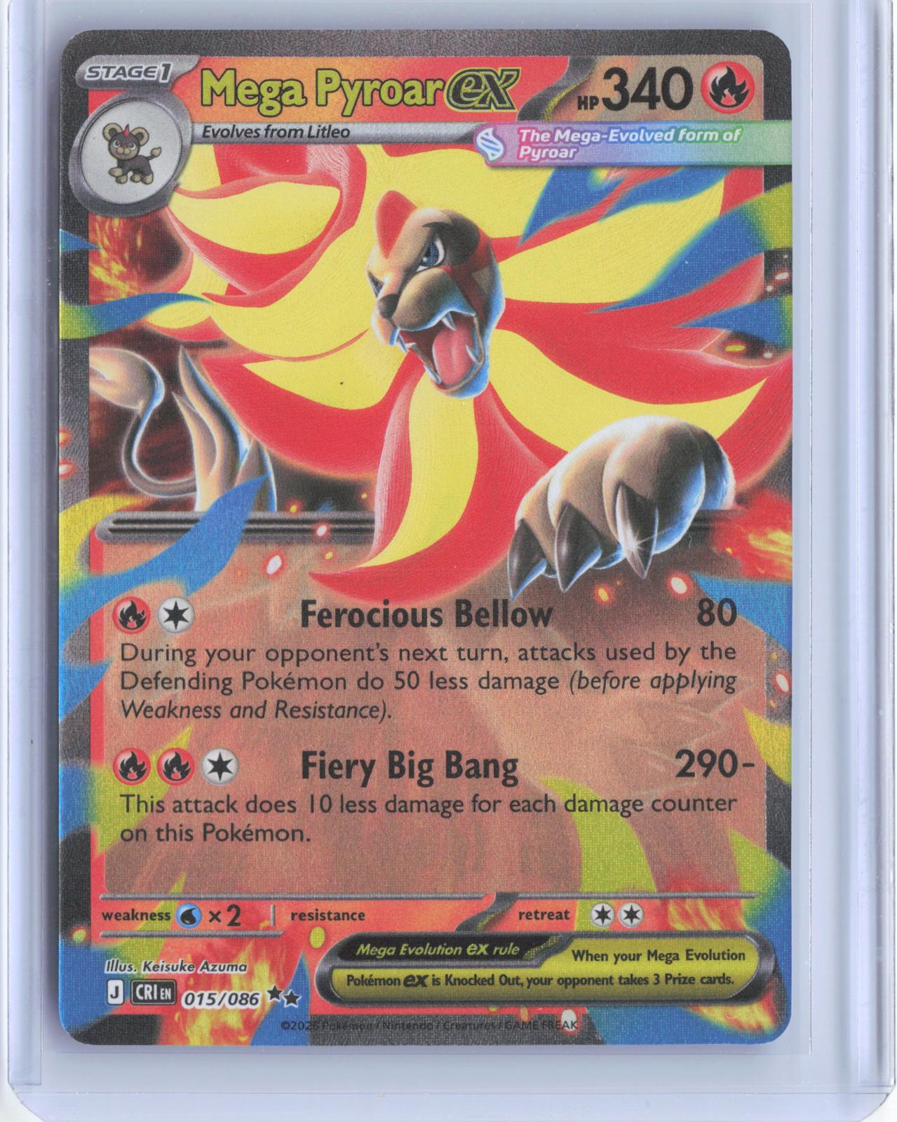 Mega Pyroar ex 015/086 Holo Double Rare Chaos Rising Pokemon TCG Card
