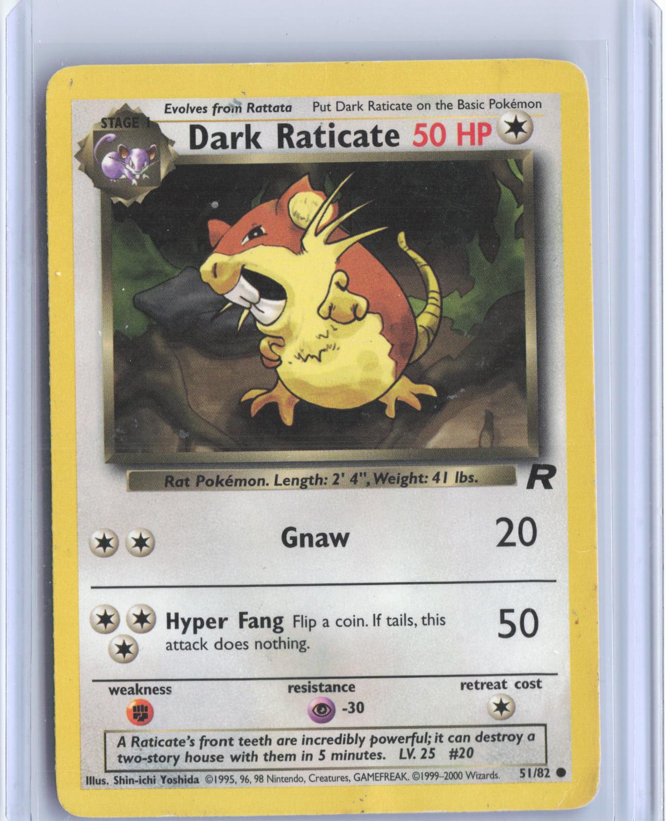 Dark Raticate 51/82 Common Team Rocket Pokemon Unlimited TCG Card