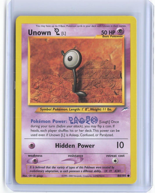 Unown [L] 86/105 Common Neo Destiny Pokemon Unlimited TCG Card
