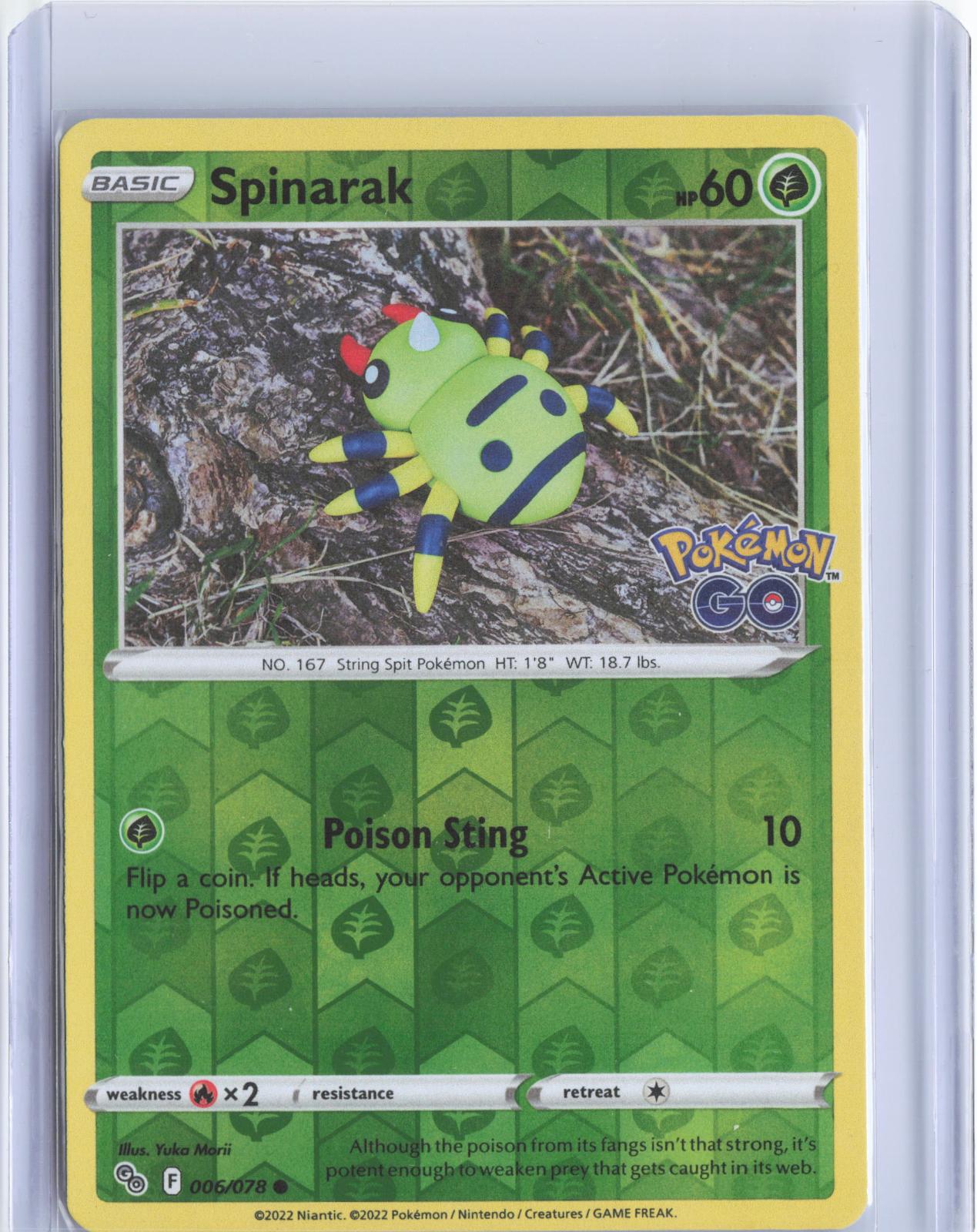 Spinarak 006/078 Common Pokemon GO Pokemon Reverse Holo TCG Card