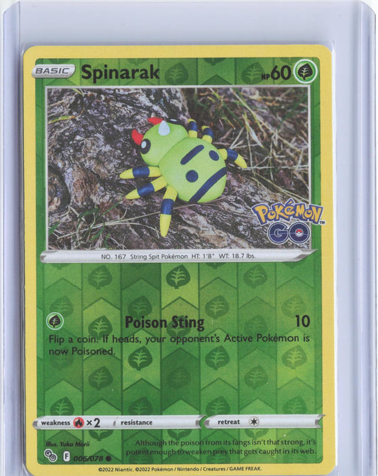 Spinarak 006/078 Common Pokemon GO Pokemon Reverse Holo TCG Card