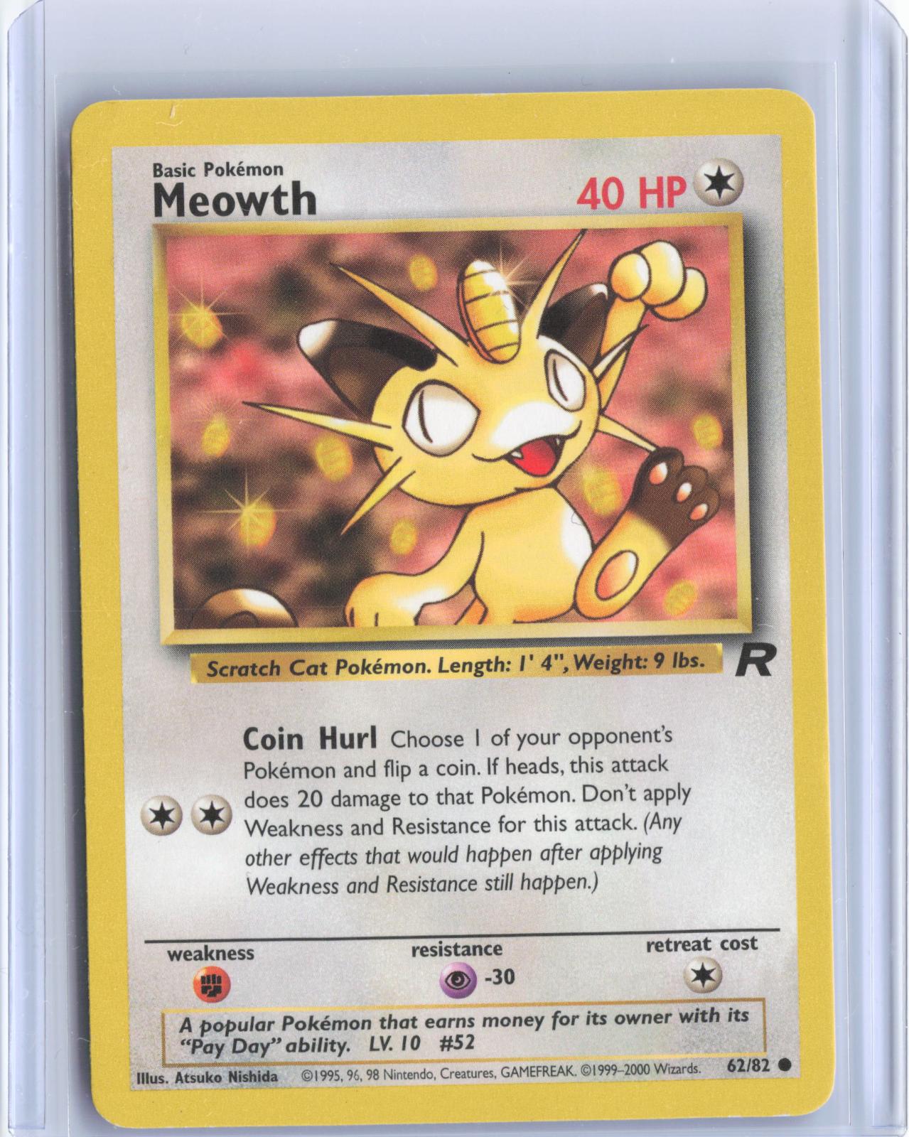 Meowth 62/82 Common Team Rocket Pokemon Unlimited TCG Card