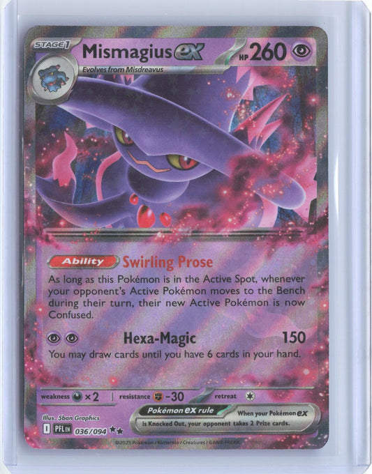 Mismagius ex 036/094 Double Rare Phantasmal Flames Pokemon TCG Card