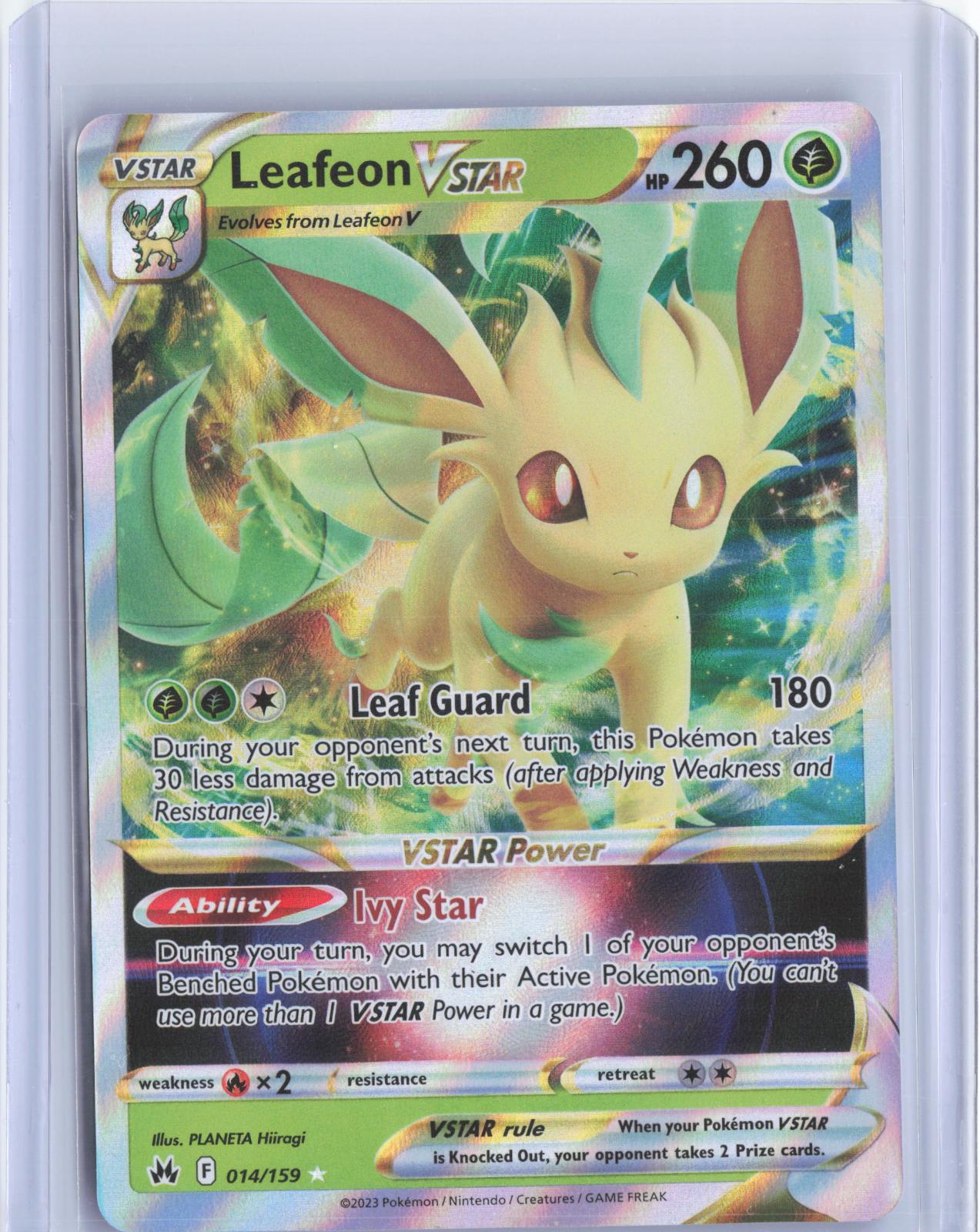 Leafeon VSTAR 014/159 Holo VSTAR Rare Crown Zenith Pokemon Holo TCG Card