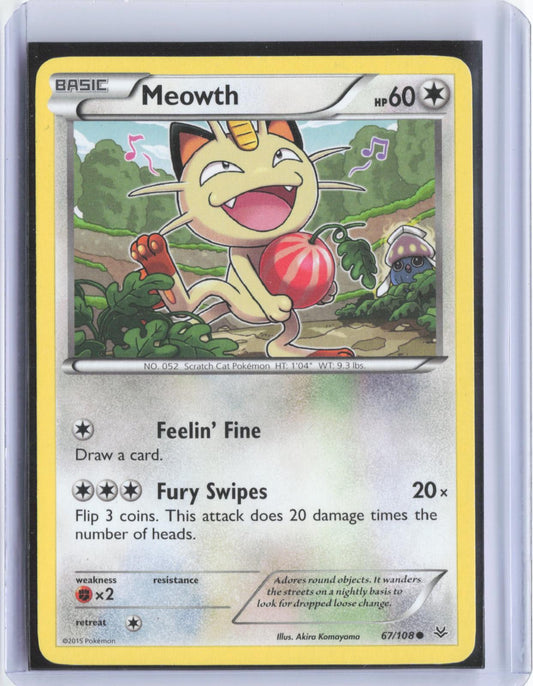 Meowth 67/108 Common Roaring Skies Pokemon TCG Card