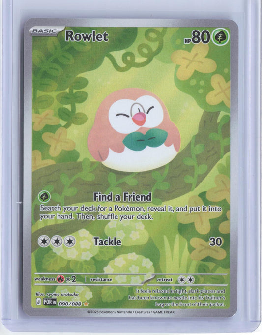 Rowlet 090/088 Holo Illustration Rare Perfect Order Pokemon Holo TCG Card