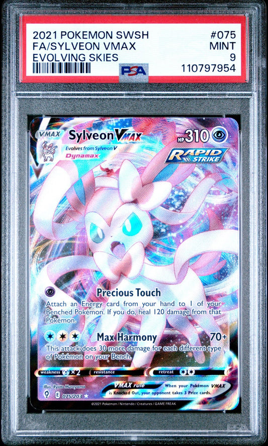 PSA 9 Sylveon VMAX 075/203 - SWSH07: Evolving Skies (SWSH07) POKÉMON TCG