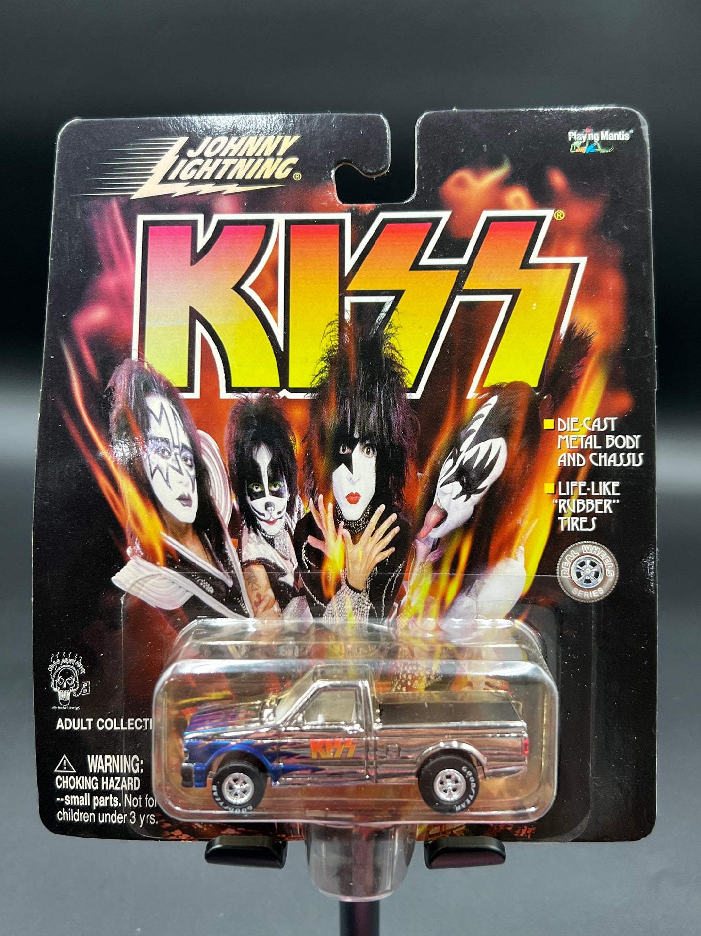Johnny Lightning KISS Die Cast Johnny Lightning Kiss 1991 GMC Syclone Metal Body and Chassis Real Wheel Series Truck Playing Mantis New
