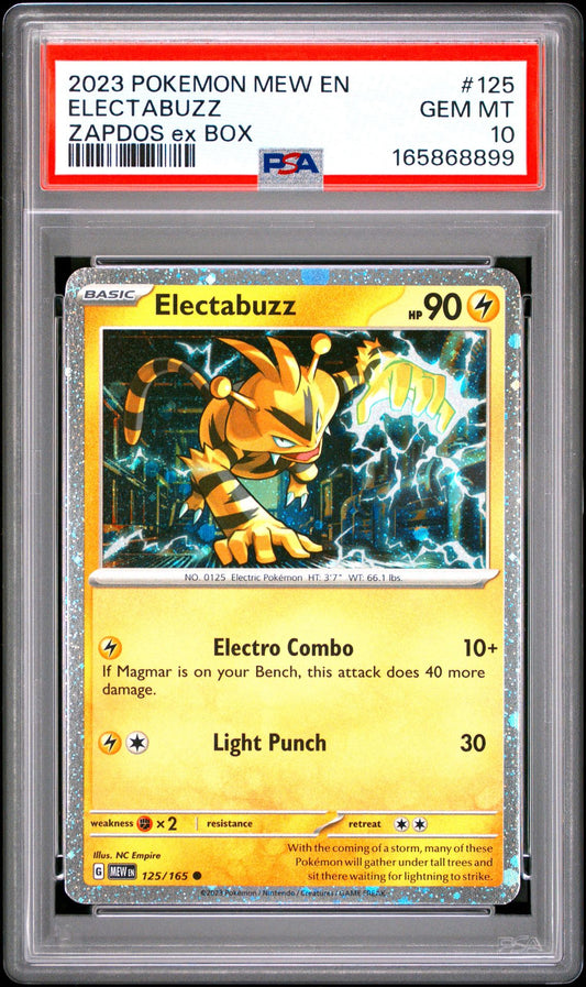 PSA 10 2023 POKEMON MEW EN-151 125 ELECTABUZZ ZAPDOS ex BOX Graded Pokémon TCG Card