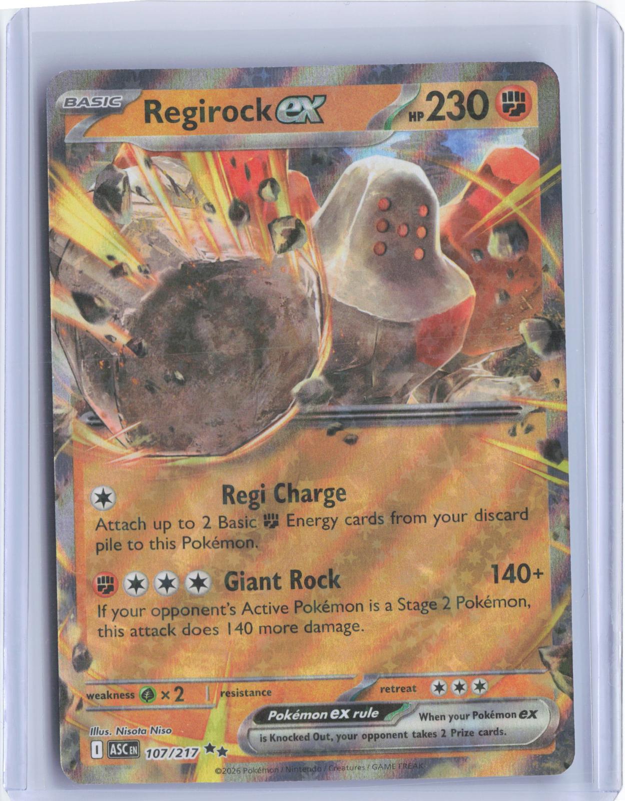 Regirock ex 107/217 Double Rare Ascended Heroes Pokemon Holo TCG Card