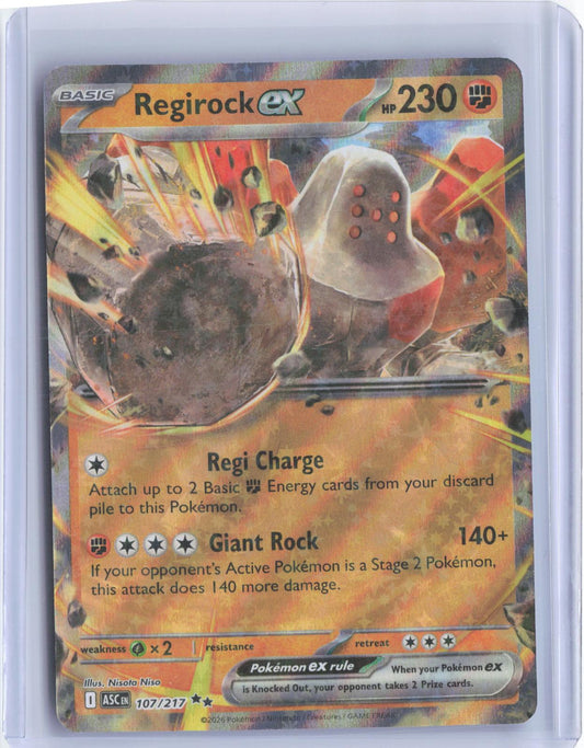 Regirock ex 107/217 Double Rare Ascended Heroes Pokemon Holo TCG Card