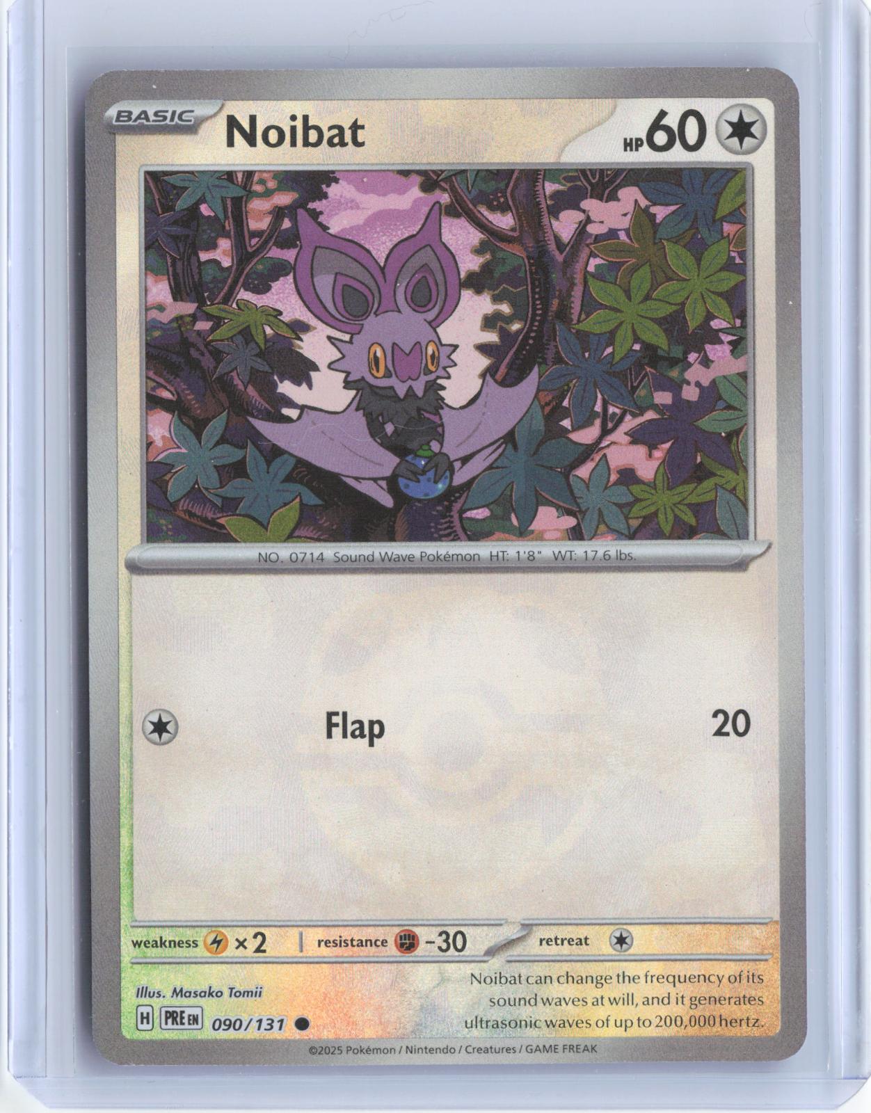 Noibat (Master Ball Pattern) 090/131 Holo Prismatic Evolutions Pokemon TCG Card