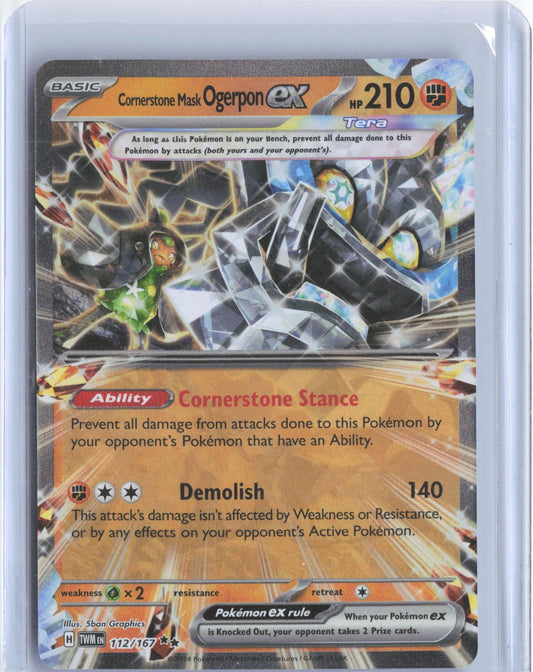 Cornerstone Mask Ogerpon ex 112/167 Double Rare Twilight Masquerade Pokemon Holo