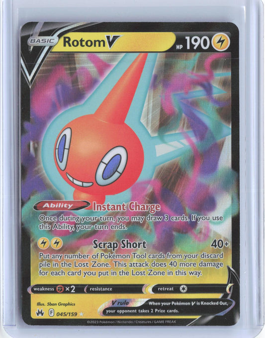 Rotom V 045/159 Holo V Rare Crown Zenith Pokemon
