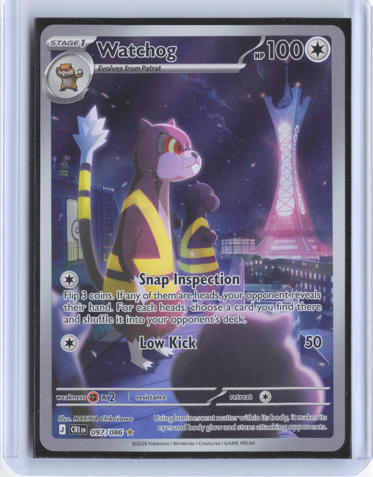 Watchog 097/086 Holo Illustration Rare Chaos Rising Pokemon TCG Card