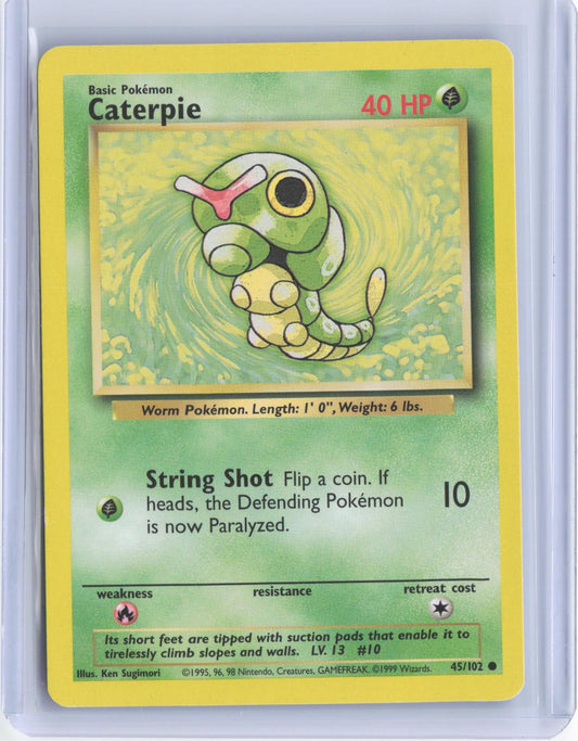 Caterpie 45/102 Common Base Set Unlimited Pokemon TCG Card