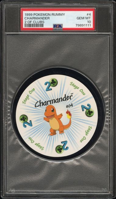 PSA 10 1999 POKEMON RUMMY #4 CHARMANDER 2 OF CLUBS Graded Pokémon TCG