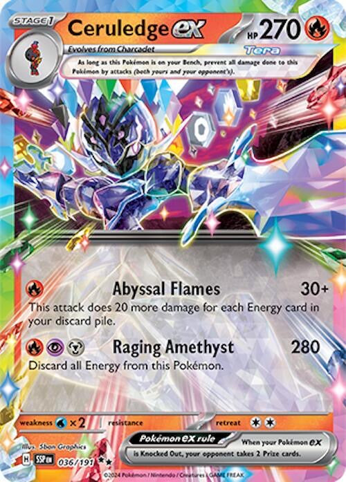 Ceruledge ex 036/191 / Double Rare - SV08: Surging Sparks (SSP) Pokémon TCG