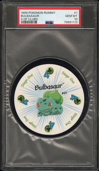 PSA 10 1999 POKEMON RUMMY #1 BULBASAUR 4 OF CLUBS Graded Pokémon TCG