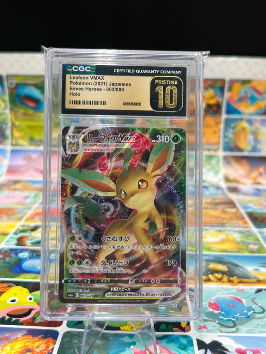 CGC 10 Pristine Leafeon Vmax 003/069 Eevee Heroes Japanese Graded Pokémon TCG