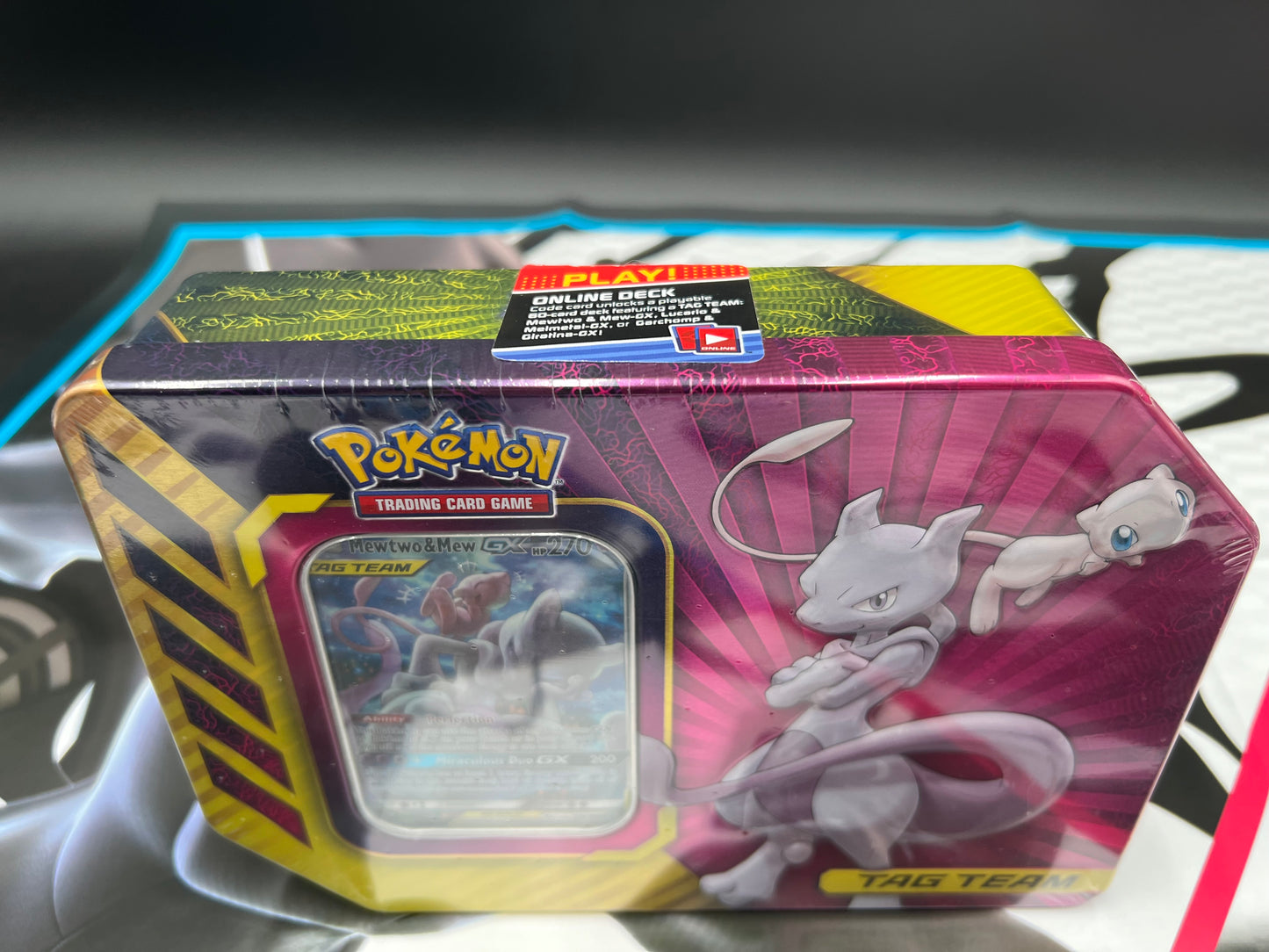 Power Partnership Tin [Tag Team Mewtwo & Mew GX Promo SM 191 ] - SM - Unified Minds (SM11) Pokémon TCG New