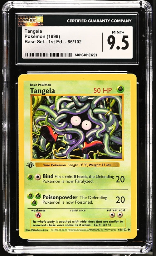 CGC 9.5 Tangela 66/102 1st Edition Shadowless Base Set Graded Pokémon TCG