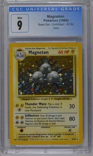 CGC 9 Magneton 9/102 Unlimited Holo Base Set Graded Pokémon TCG