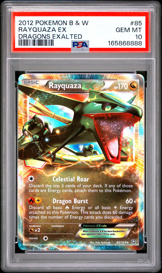 PSA 10 2012 POKEMON BLACK & WHITE DRAGONS EXALTED 85 RAYQUAZA EX Graded Pokémon TCG Card