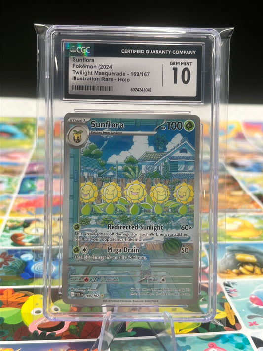 CGC 10 Sunflora 169/167 Sv06: Twilight Masquerade Illustration Rare Holo Graded Pokémon TCG