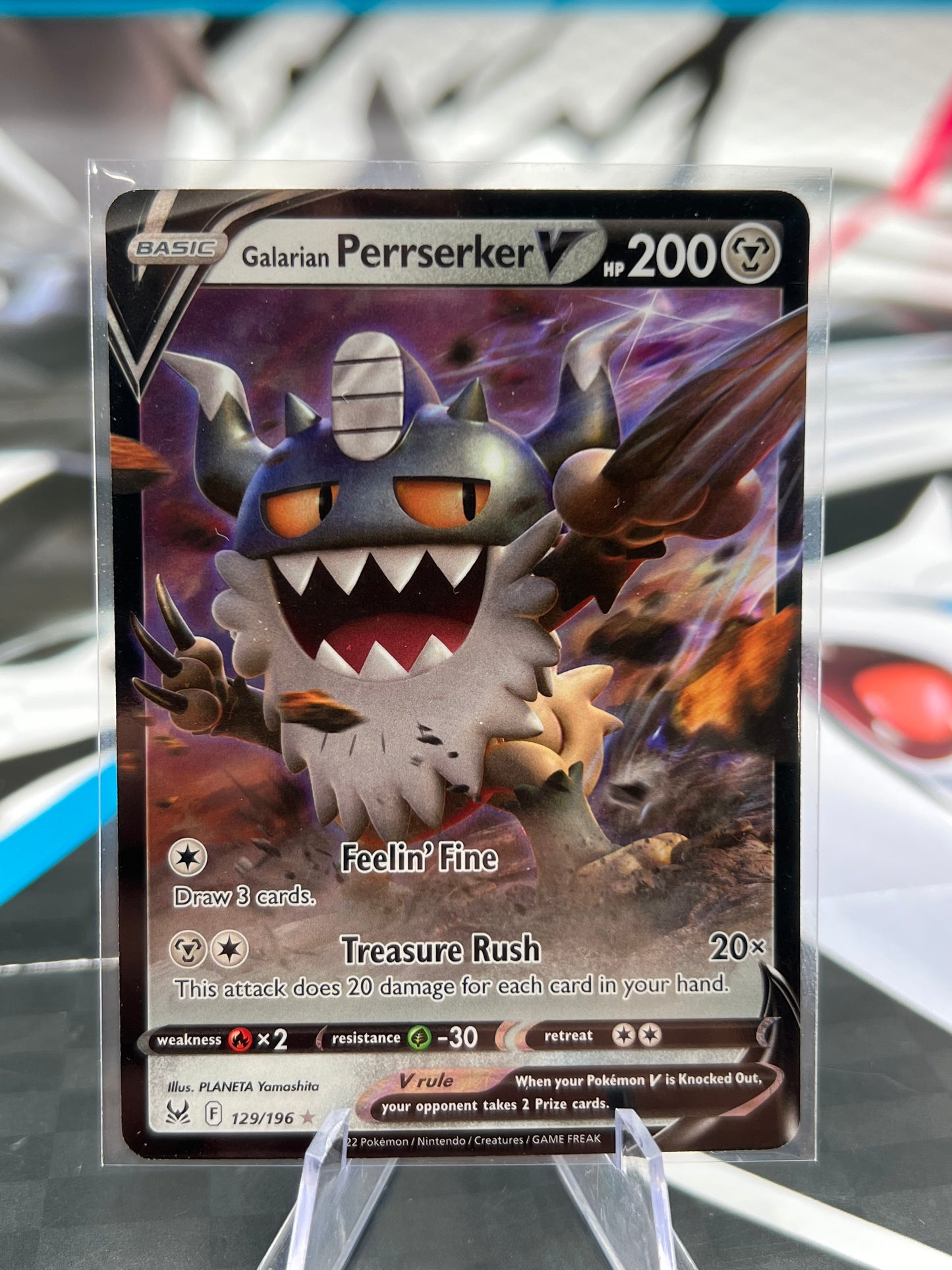Galarian Perrserker V 129/196 / Ultra Rare - SWSH11: Lost Origin (SWSH11) Pokémon TCG