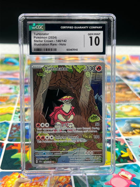 CGC 10 Turtonator 146/142 Illustration Rare - Stellar Crown - Pokemon TCG Graded Pokémon TCG