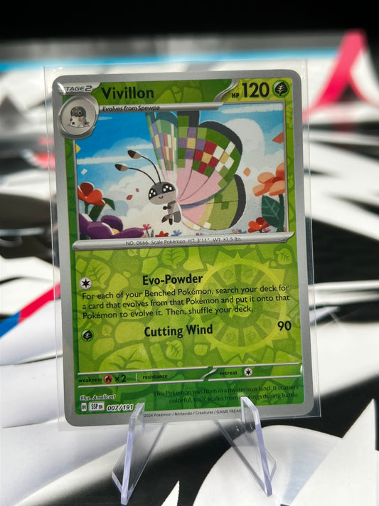Vivillon Reverse Holo - 007/191 - SV08: Surging Sparks (SSP) Pokémon Card TCG