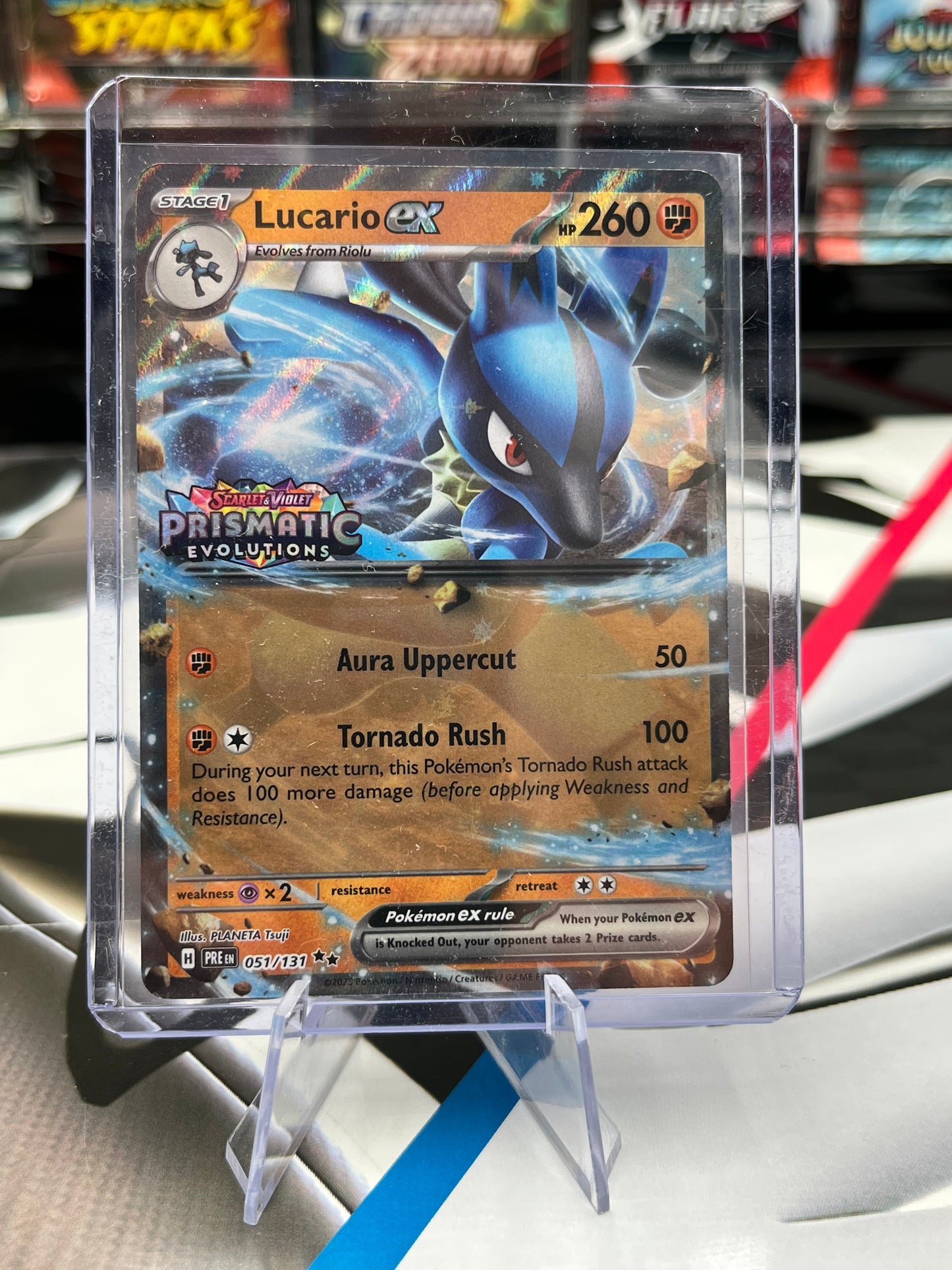 Lucario ex 051/131 (Prismatic Evolutions Stamp) - Miscellaneous Cards & Products (MCAP) POKÉMON TCG
