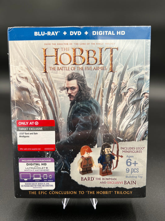 LEGO The Hobbit The Battle of the Five Armies Blue Ray DVD with Bard the Bowman and Exclusive Bain Minifigure Target Exclusive Sealed