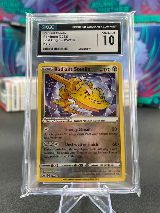CGC 10 Radiant Steelix 124/196 - SWSH11: Lost Origin (SWSH11) Graded Pokémon Card