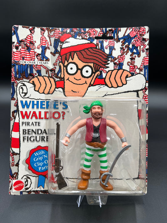 Where's Waldo Pirate Bendable Figure Mattel 1991 New With Grip and Clip on Parts
