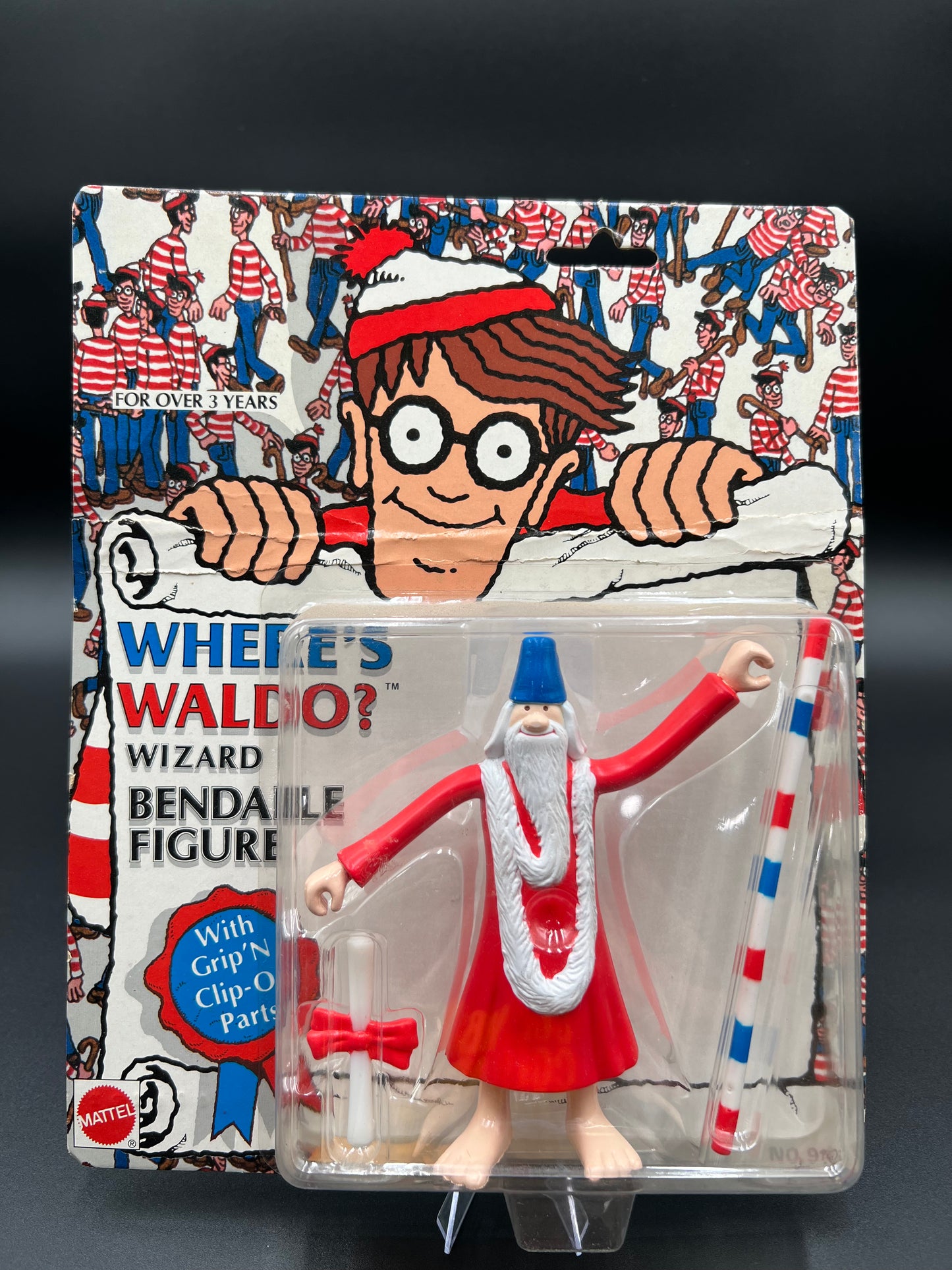 Where's Waldo Wizard Bendable Figure Mattel 1991 New With Grip and Clip on Parts