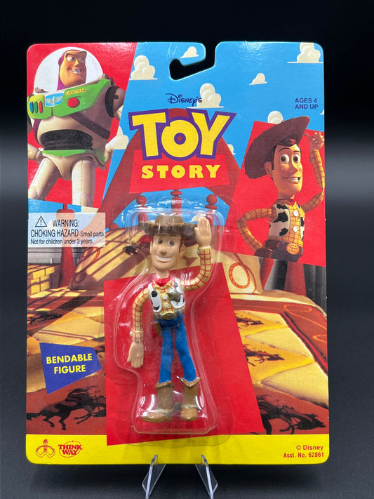 1995 Woody Bendable Figure Toy Story Disney MOC Thinkway Toys
