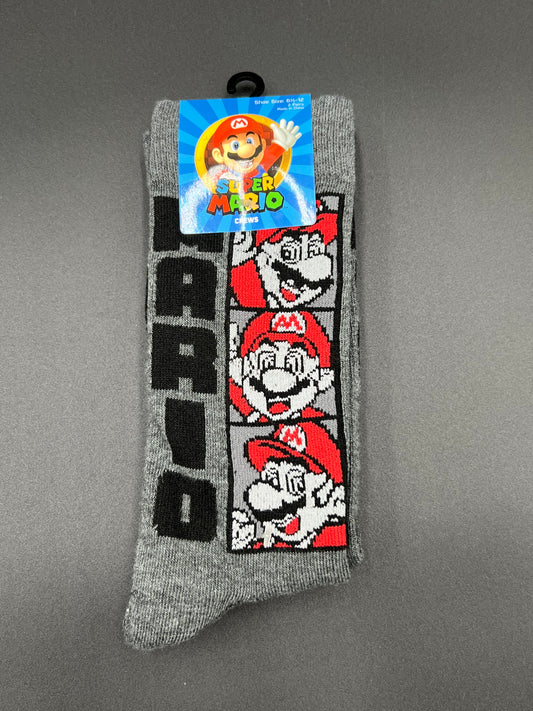 Super Mario Crew Socks 2 Pair Shoe Size 6.5-12 Official Nintendo
